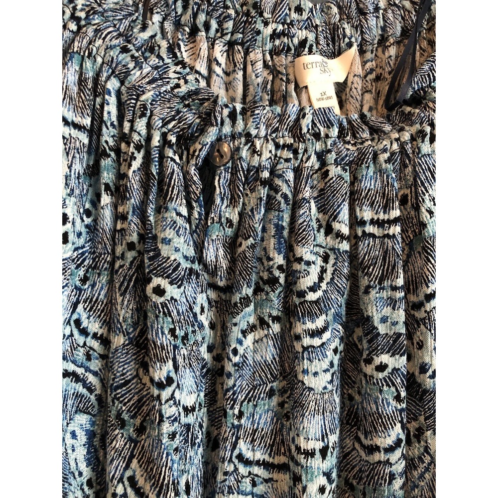 Terra & Sky Womens Tunic Top 1X 3/4 Sleeve Blue Depths Butterfly Boho Cottage - Picture 7 of 12